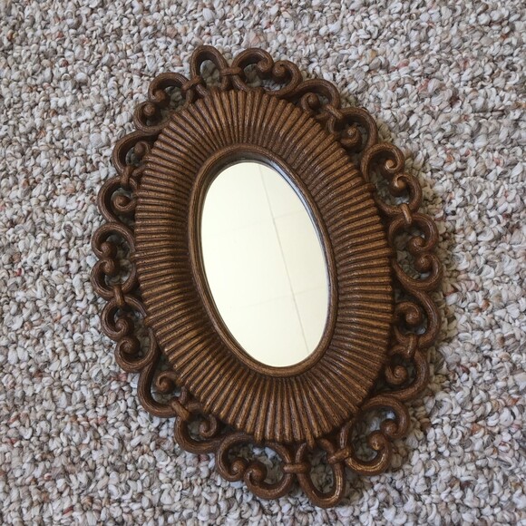 Vintage Faux Wood Mirror Frame Boho Kitsche Art Deco - Picture 1 of 6